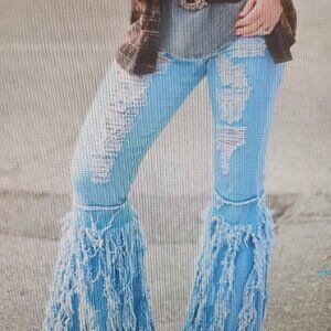 Denim Hippie Distressed Bell Jeans